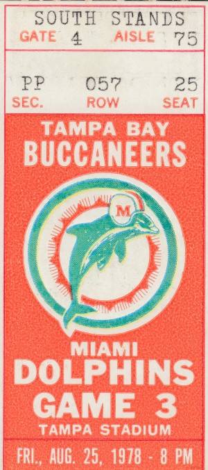 1978 Miami Dolphins Football Ticket Stub Art